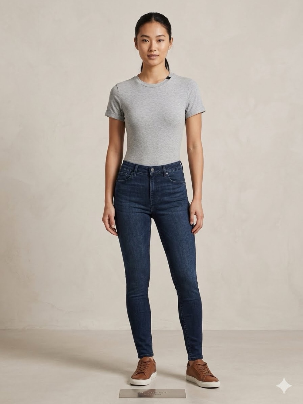 Forever 21 Light Gray Short Sleeve Crewneck Bodysuit
